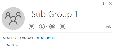 Вкладка Членства карта контакта Outlook.