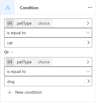 Снимок экрана, показывающий ветвь Condition с оператором Or.