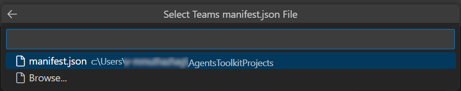 Снимок экрана: файл манифеста Teams.