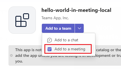 Добавление приложения в собрание в Microsoft Teams