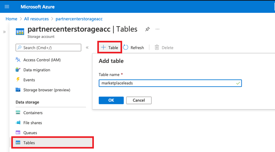 таблицы Azure