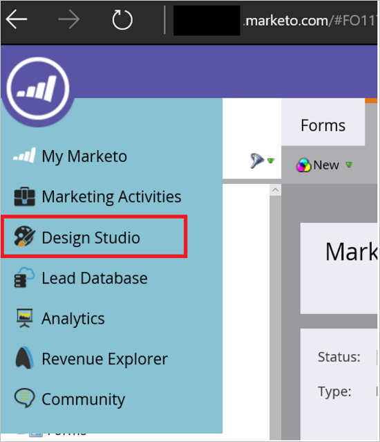 снимок экрана: Marketo Design Studio.
