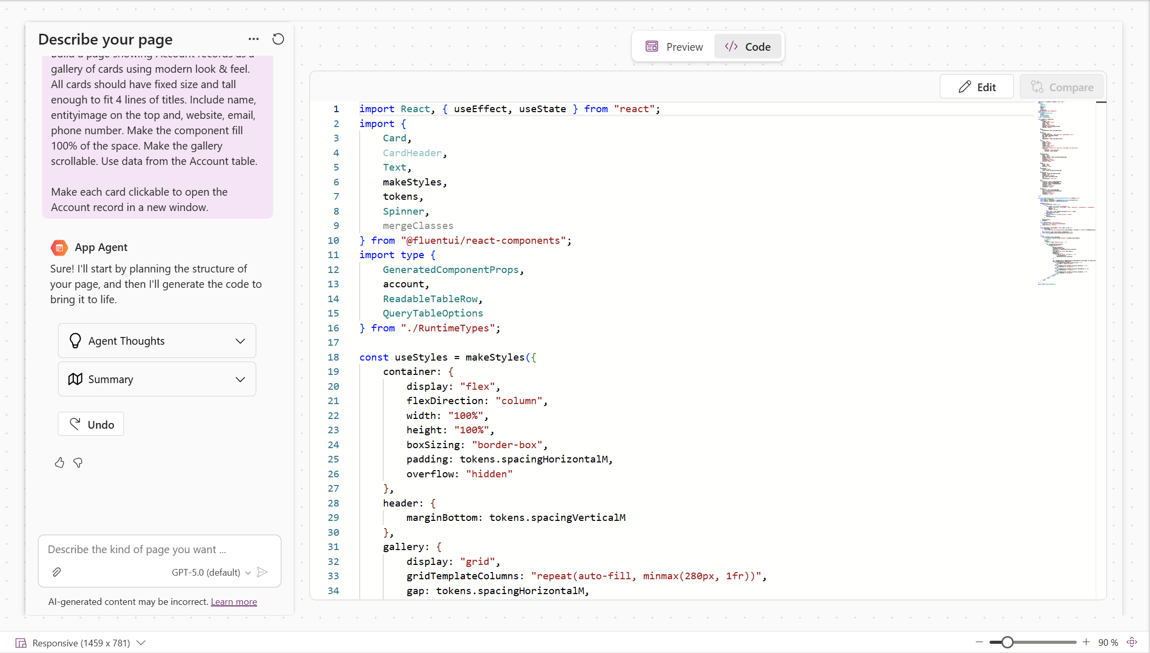 Просмотр кода генеративной страницы и внесение изменений в дизайн