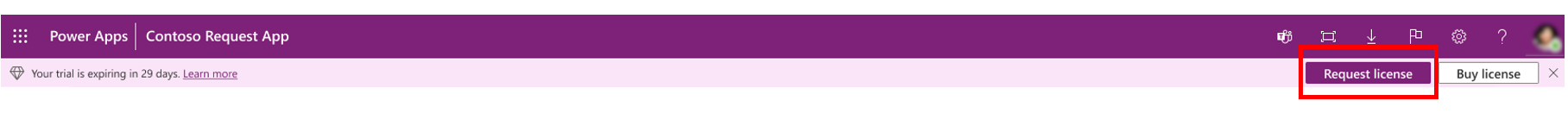 Пользователи, которые используют активную пробную версию Power Apps, могут запросить лицензию.