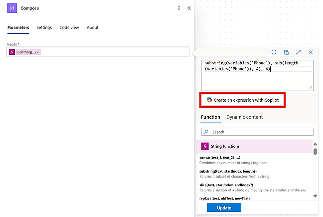 Снимок экрана выражения и строковых функций.