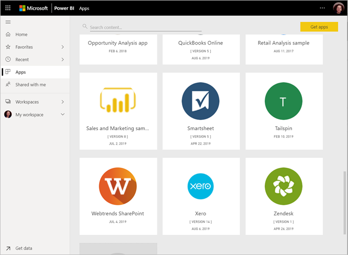 Приложения в служба Power BI