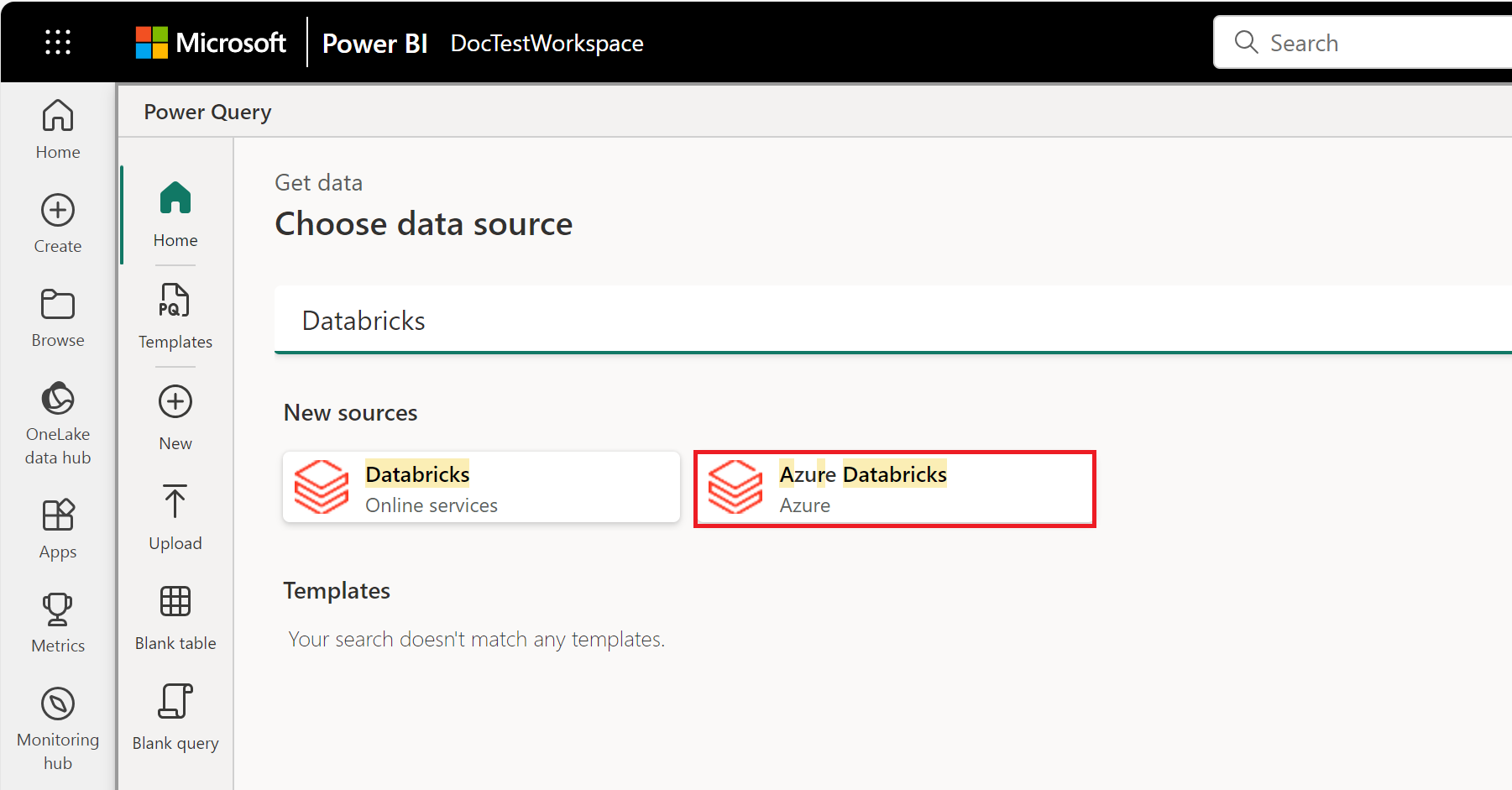 Снимок экрана параметров соединителя Databricks в Power Query.