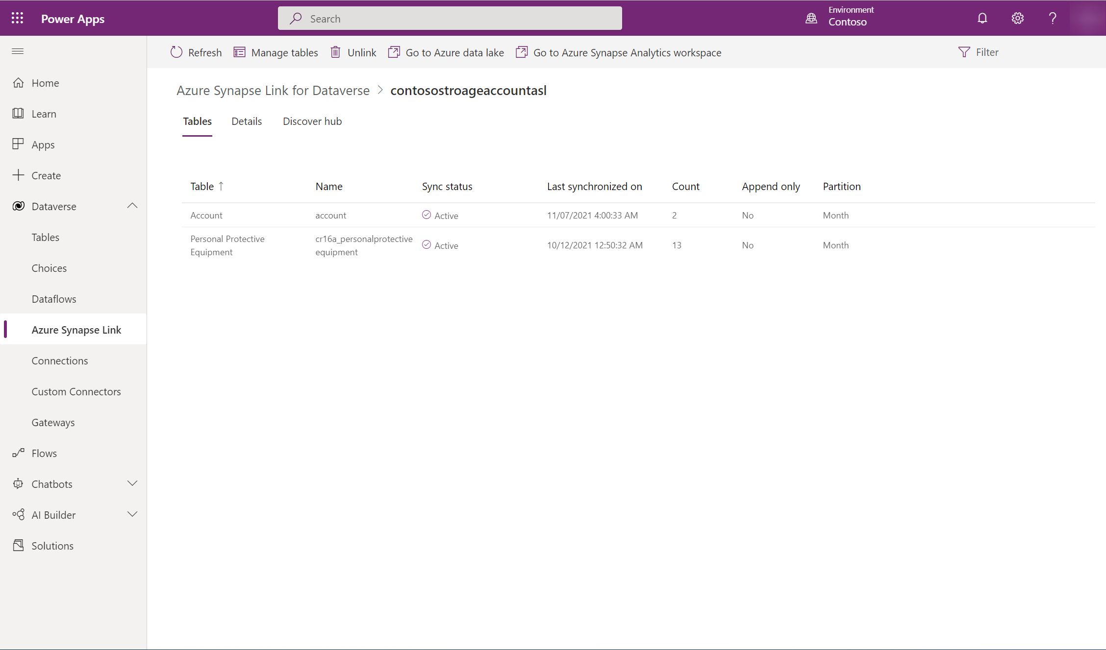 Отслеживание Azure Synapse Link