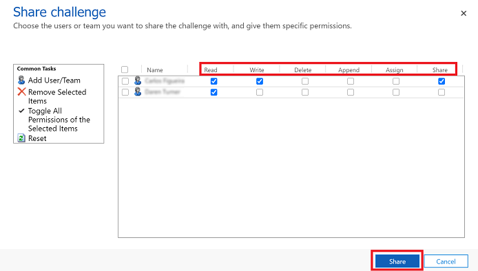 Выбор типа разрешений.