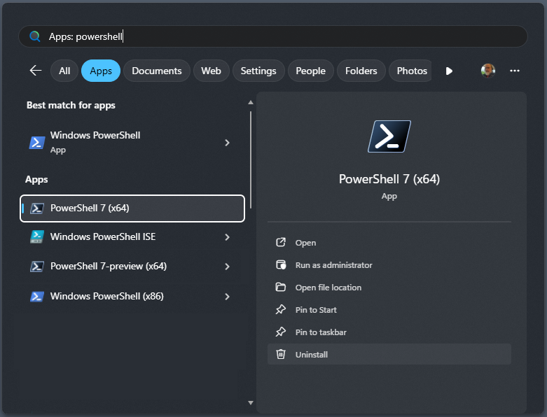 PowerShell в меню 