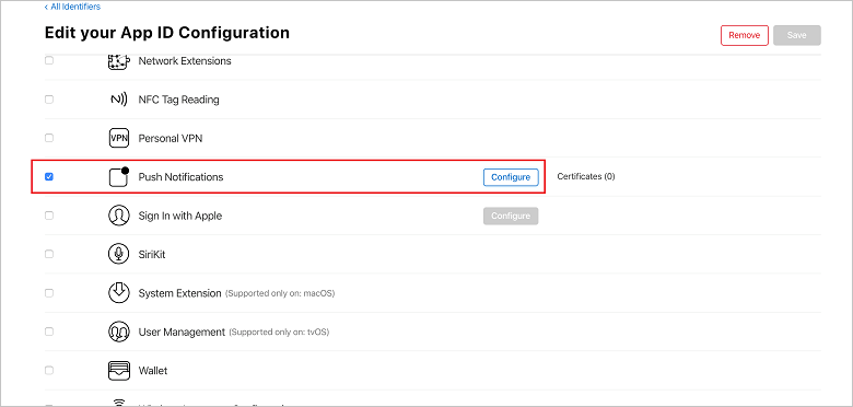 Изменить страницу идентификатора приложения