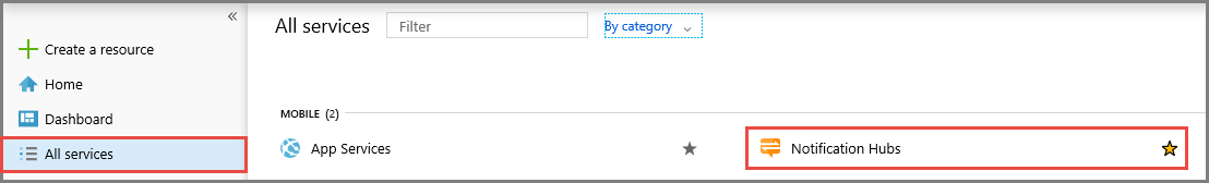 портале Azure — выберите центры уведомлений