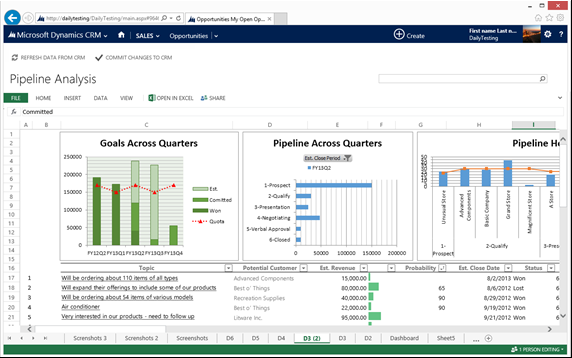 Шаблоны Excel Dynamics 365