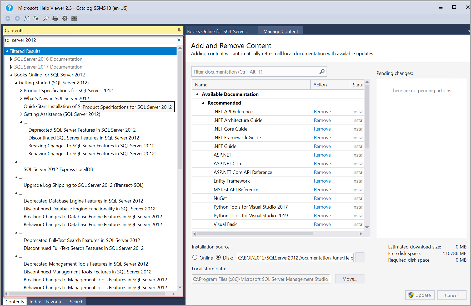 Автоматическое обновление документации SQL Server 2012