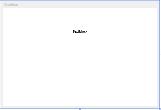 Элемент управления TextBlock в форме Greetings