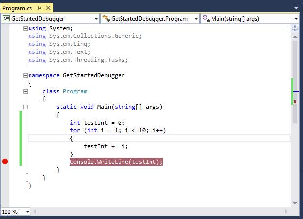 GetStartedBreakpoint Set a breakpoint