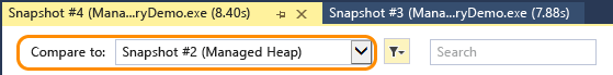 DBGDIAG_MEM_ChooseCompareTo Choose a snapshot from the Compare To list