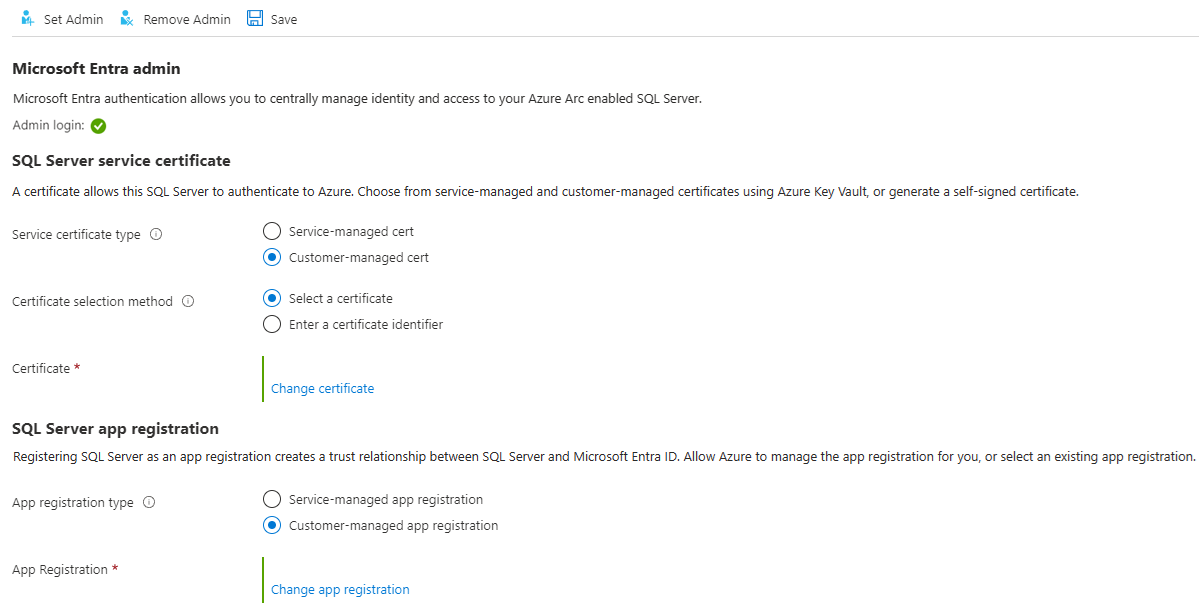 Снимок экрана настройки проверки подлинности Microsoft Entra в портале Azure.
