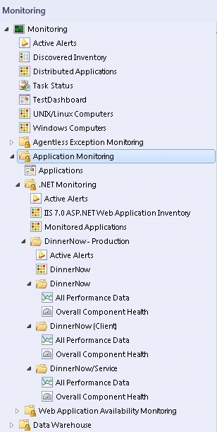 Снимок экрана: папка ASP.NET application Монитор производительности ing.