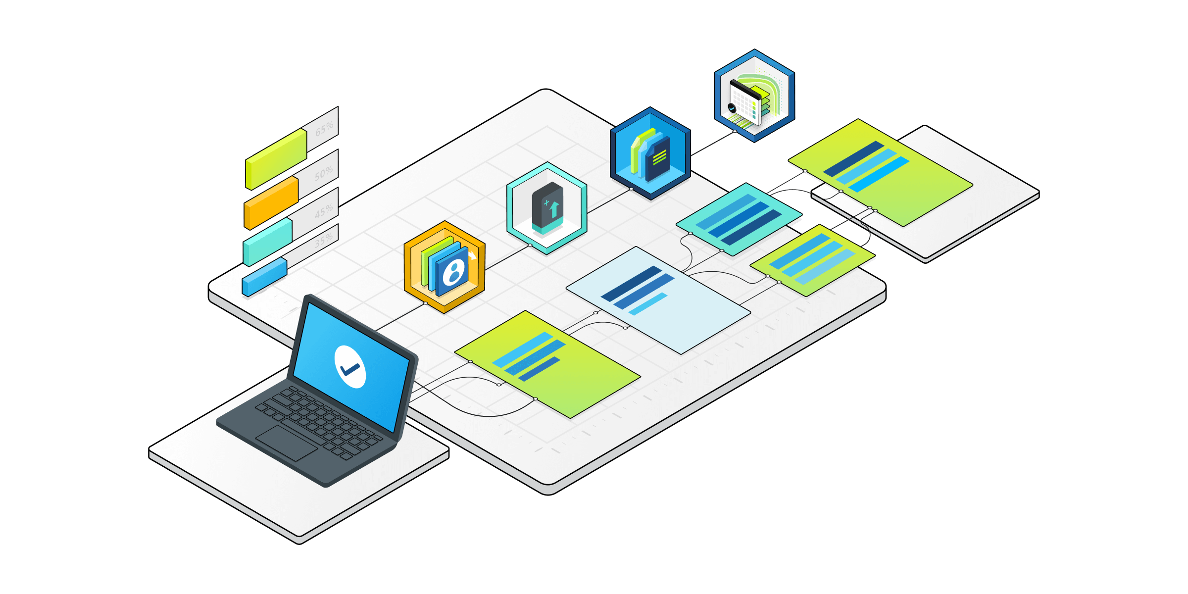 Иллюстрация isometric для технических компонентов для служб Sales.