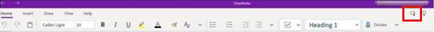 Снимок экрана: значок успешной синхронизации в OneNote.