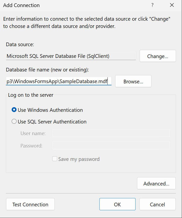 Снимок экрана: диалоговое окно 