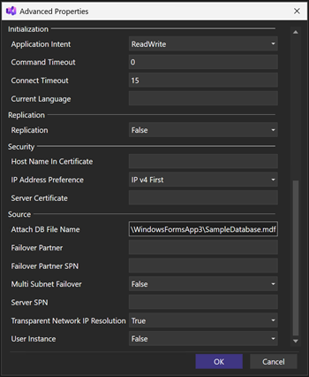Снимок экрана: дополнительные параметры.