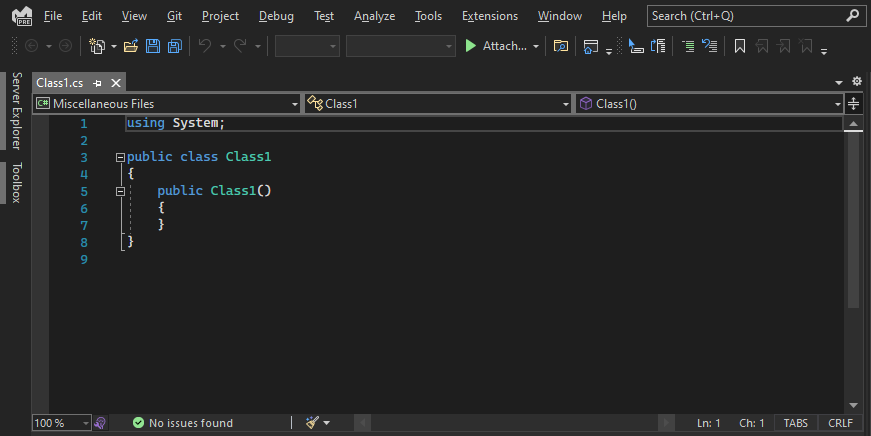 снимок экрана файла кода C# в Visual Studio 2022.