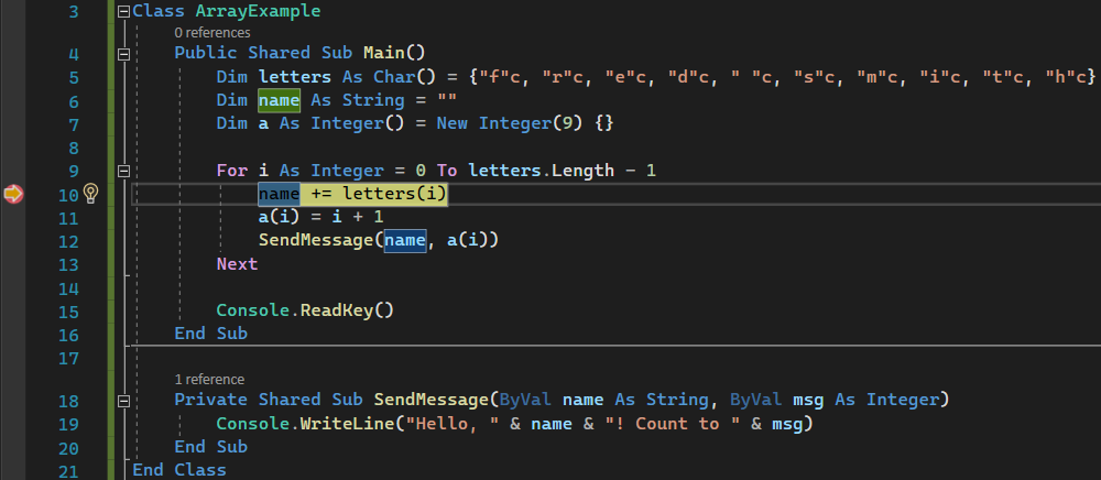 Скриншот, показывающий окно редактора Visual Studio Code с остановленным выполнением на точке останова.