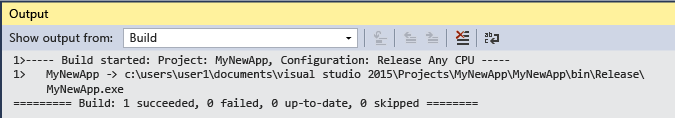 Снимок экрана: результат успешной сборки Visual Studio.