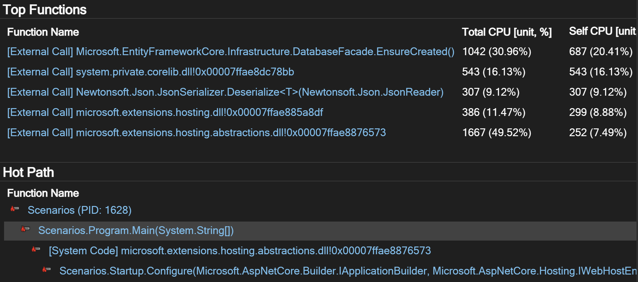 снимок экрана с выбранным горячим путем.
