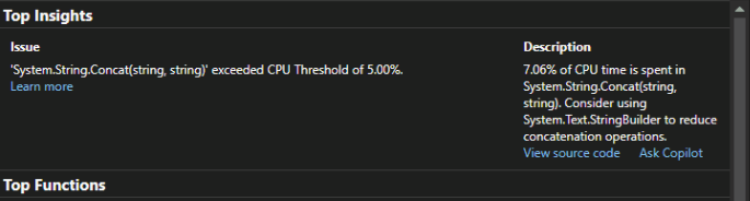 Снимок экрана: выбран параметр Auto Insights.