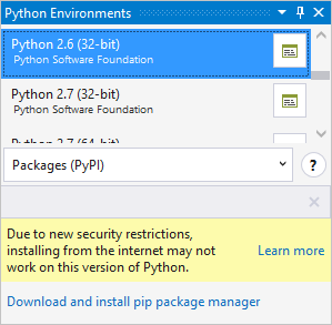 Сообщение об ограничениях на установку pip с более старой версией Python
