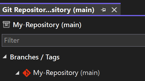 Список ветвей окна репозитория Git.