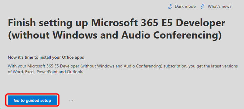 Интерактивная настройка Microsoft 365 для разработчиков