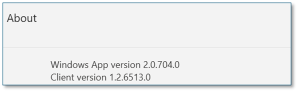 Снимок экрана: версия Windows App.