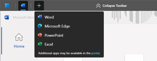 Снимок экрана: средство запуска RemoteApp для виртуального рабочего стола Azure с помощью приложения Windows в веб-браузере.