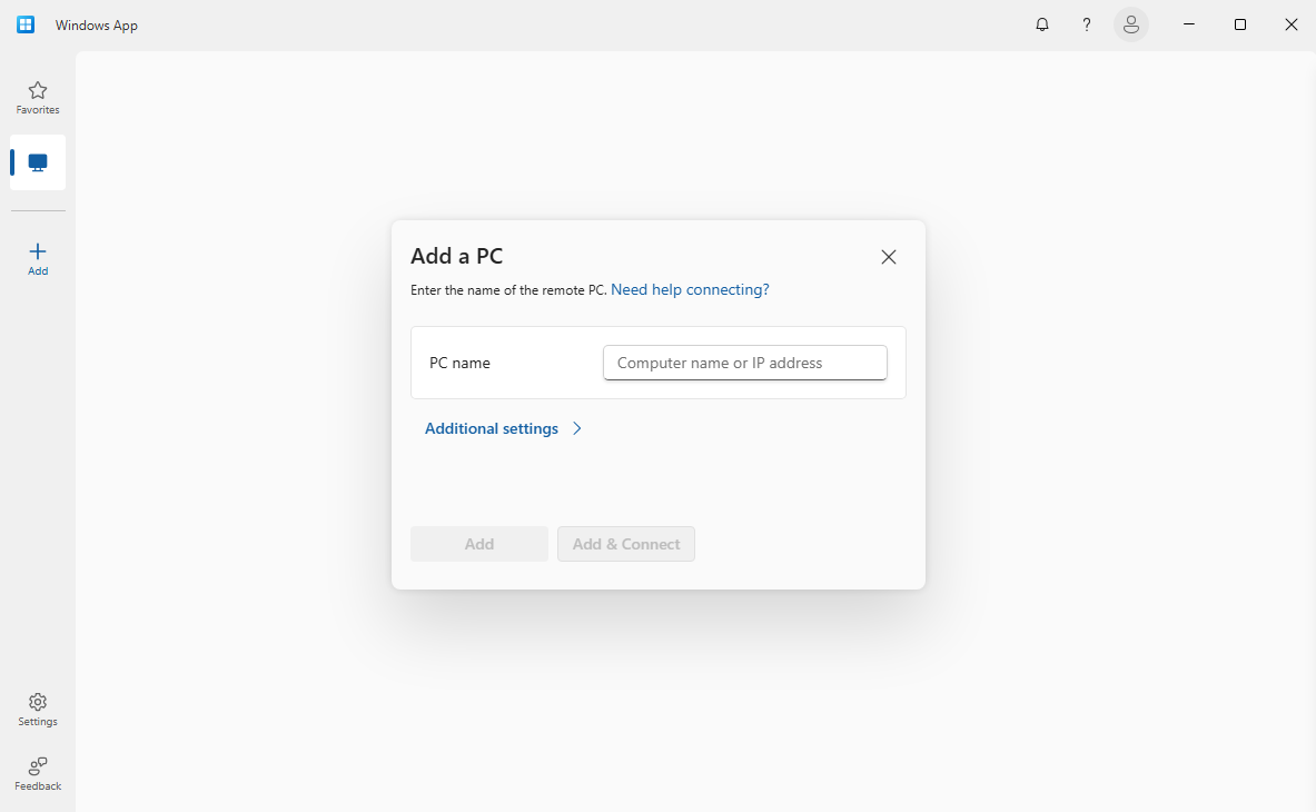 Снимок экрана: windows-connect-remote-pc.