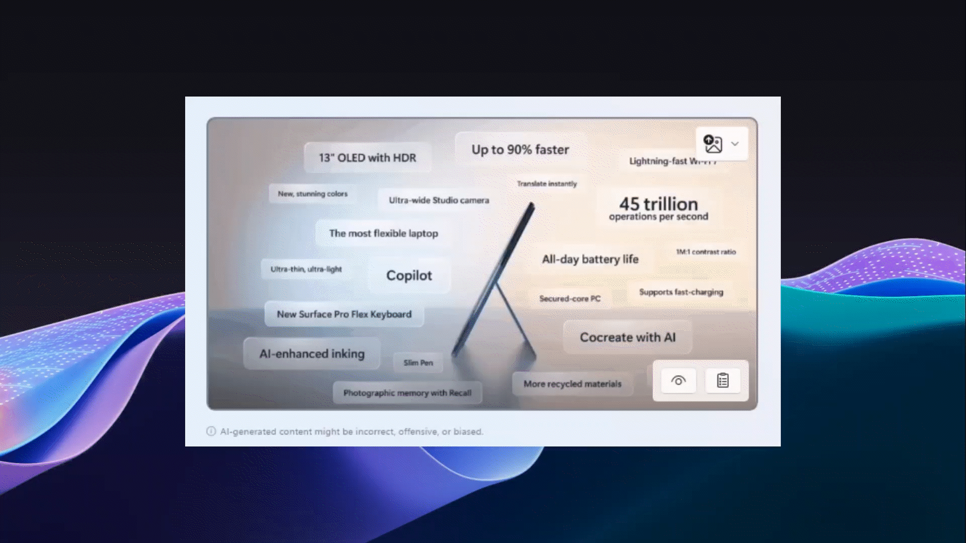 Анимированный GIF-файл, показывающий слова на снимке экрана с наложениями текста, которые можно скопировать в файл или буфер обмена с помощью функции распознавания текста.