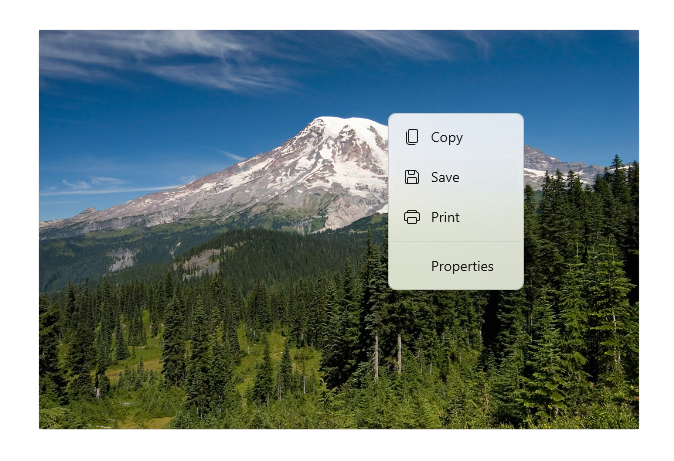 Контекстное меню в коллекции Microsoft Photos