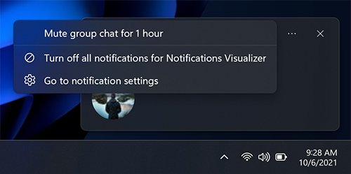 Тост с контекстным меню