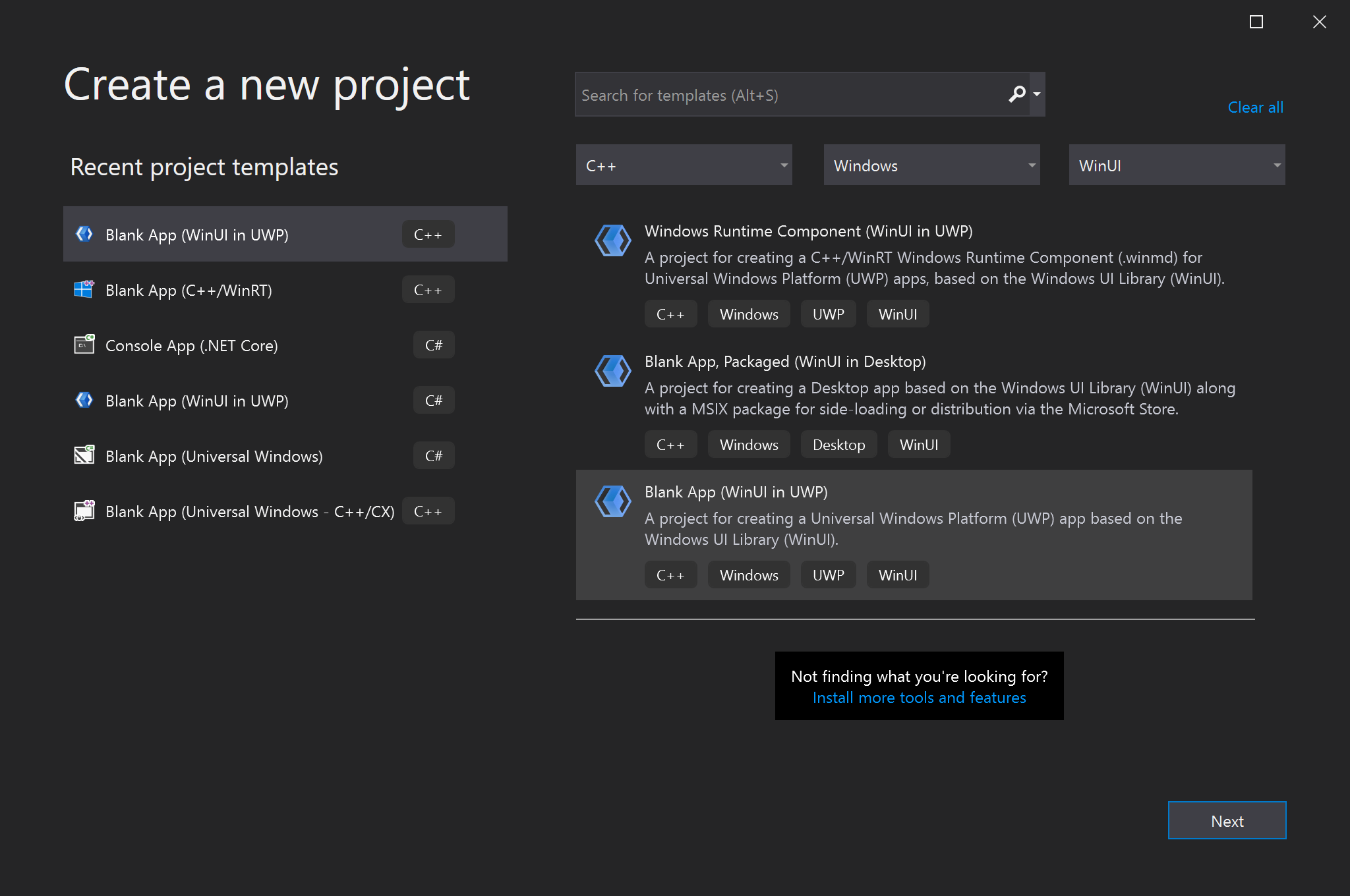 Пустой шаблон проекта приложения