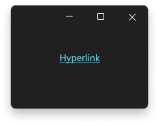 Окно с текстом гиперссылки, использующим горячий светлый цвет.