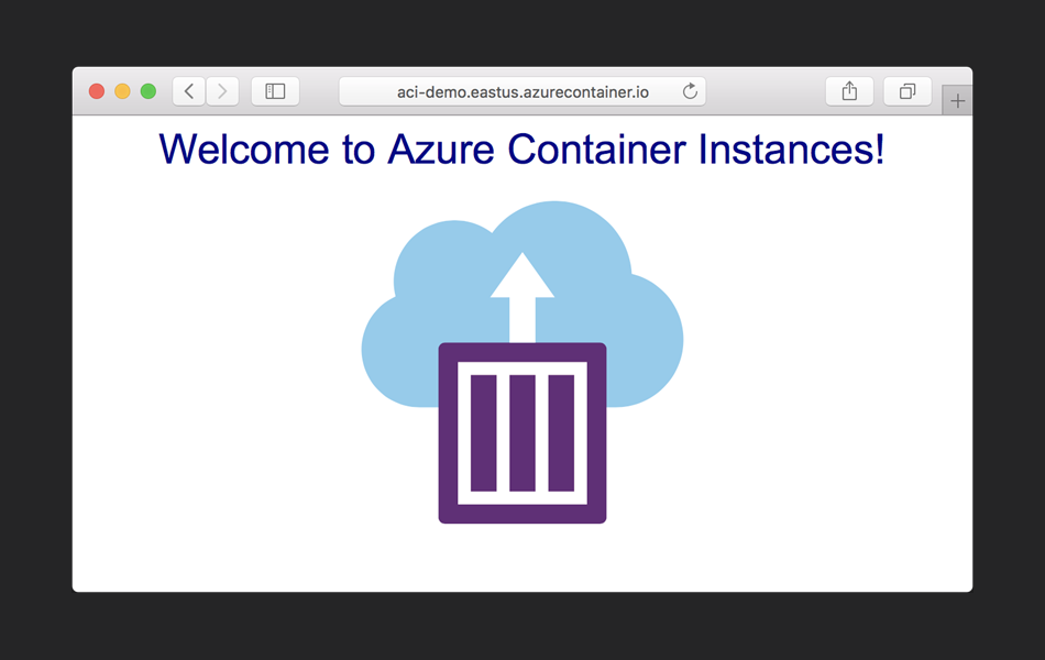 Снимок экрана экземпляров Azure контейнеров