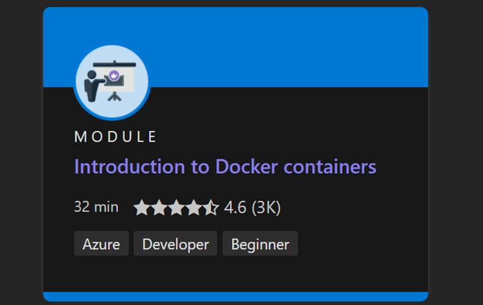 Скриншот курса Docker на Microsoft Learn
