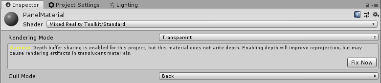 Буфер глубины перед исправлением шейдера MRTK standard