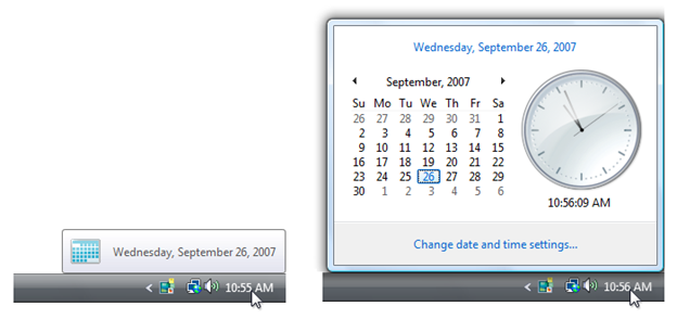 Снимок экрана, показывающий пример взаимодействия наведения указателя рядом с примером действия щелчка.
