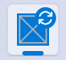 A taskbar icon with an accent colored circle that has two curved arrows in it.
