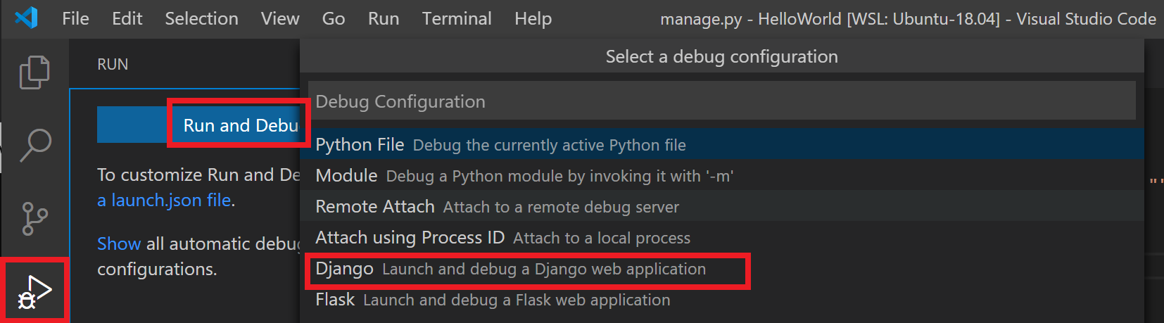 Конфигурация запуска отладки VS Code