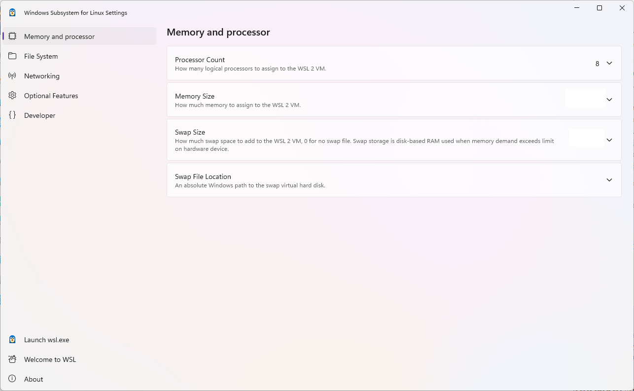 Подсистема Windows для параметров Linux